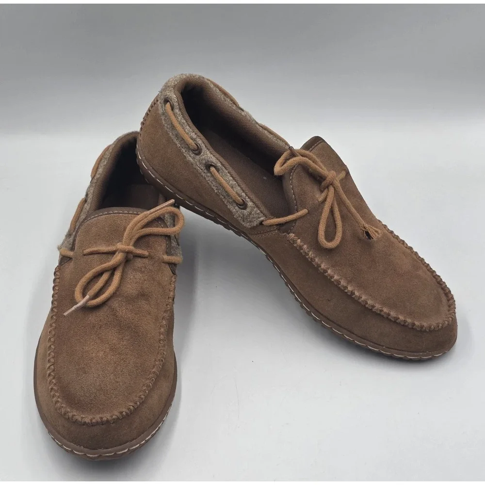Patagonia Brown Suede Moc Toe Boat Shoes Wool Lined‎ Moccasin Mens Size 8